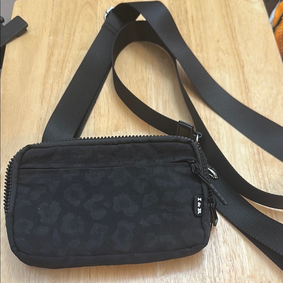 Iris and Rainbow Black Leopard Print Crossbody/Wristlet - Picture 1 of 6